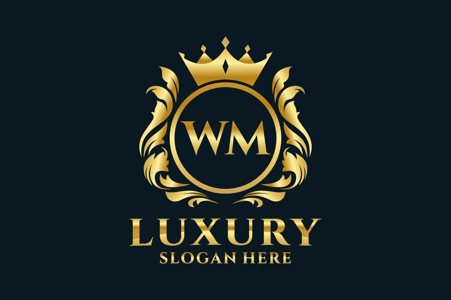 modèle de logo de luxe royal lettre initiale wm dans l'art vectoriel pour les projets de marque luxueux et autres illustrations vectorielles.