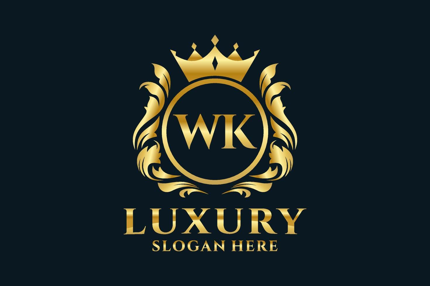 modèle de logo de luxe royal lettre initiale wk dans l'art vectoriel pour les projets de marque luxueux et autres illustrations vectorielles.