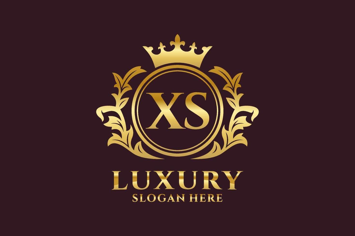 modèle initial de logo de luxe royal de lettre xs dans l'art vectoriel pour des projets de marque luxueux et d'autres illustrations vectorielles.