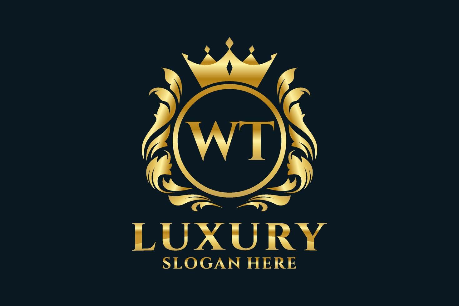 modèle de logo de luxe royal lettre initiale wt dans l'art vectoriel pour les projets de marque de luxe et autres illustrations vectorielles.