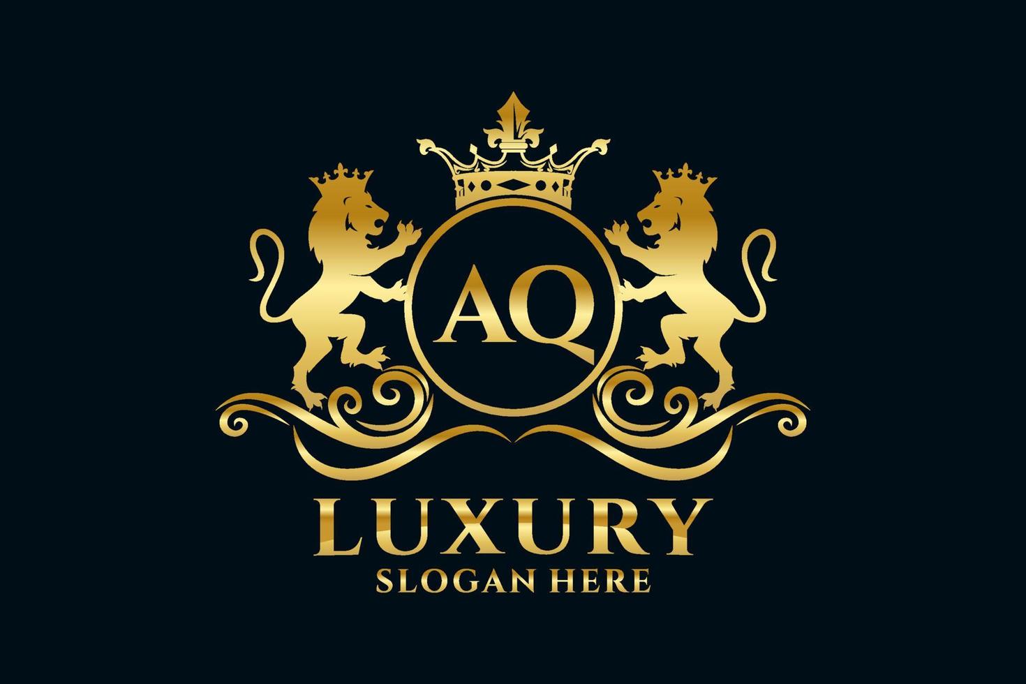 modèle initial de logo de luxe royal de lion de lettre aq dans l'art vectoriel pour des projets de marque luxueux et d'autres illustrations vectorielles.