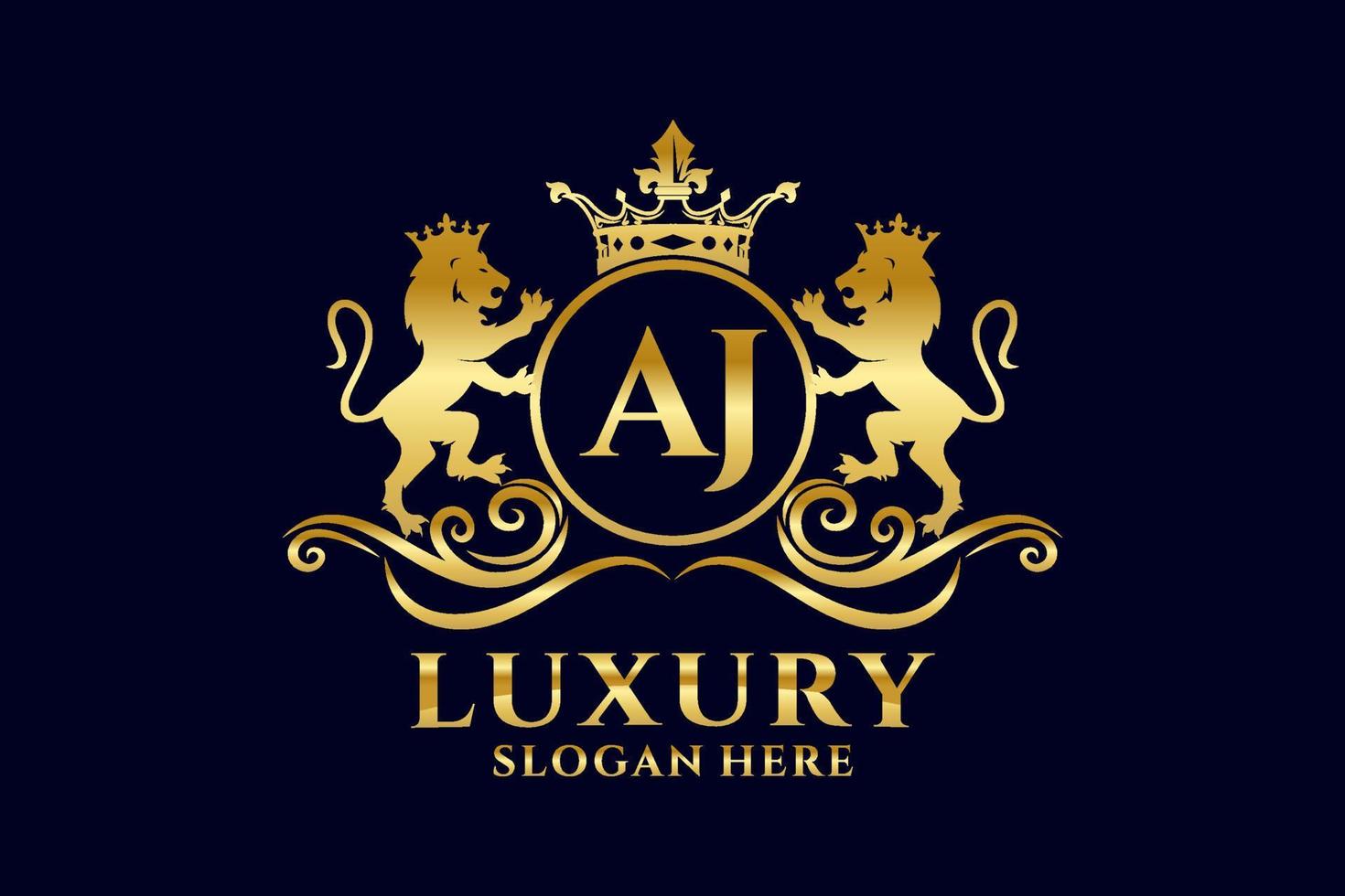 modèle de logo de luxe royal lion lettre initiale aj dans l'art vectoriel pour les projets de marque de luxe et autres illustrations vectorielles.