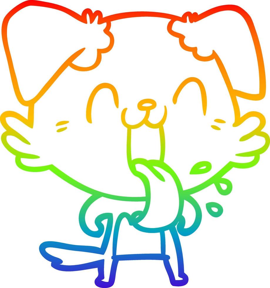 arc en ciel gradient ligne dessin dessin animé chien haletant vecteur