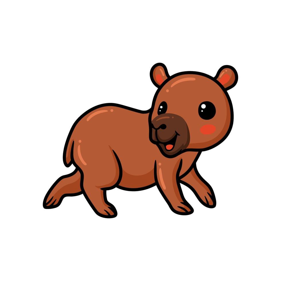 mignon petit dessin animé capybara posant vecteur