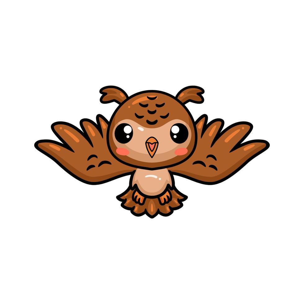 dessin animé mignon petit hibou volant vecteur