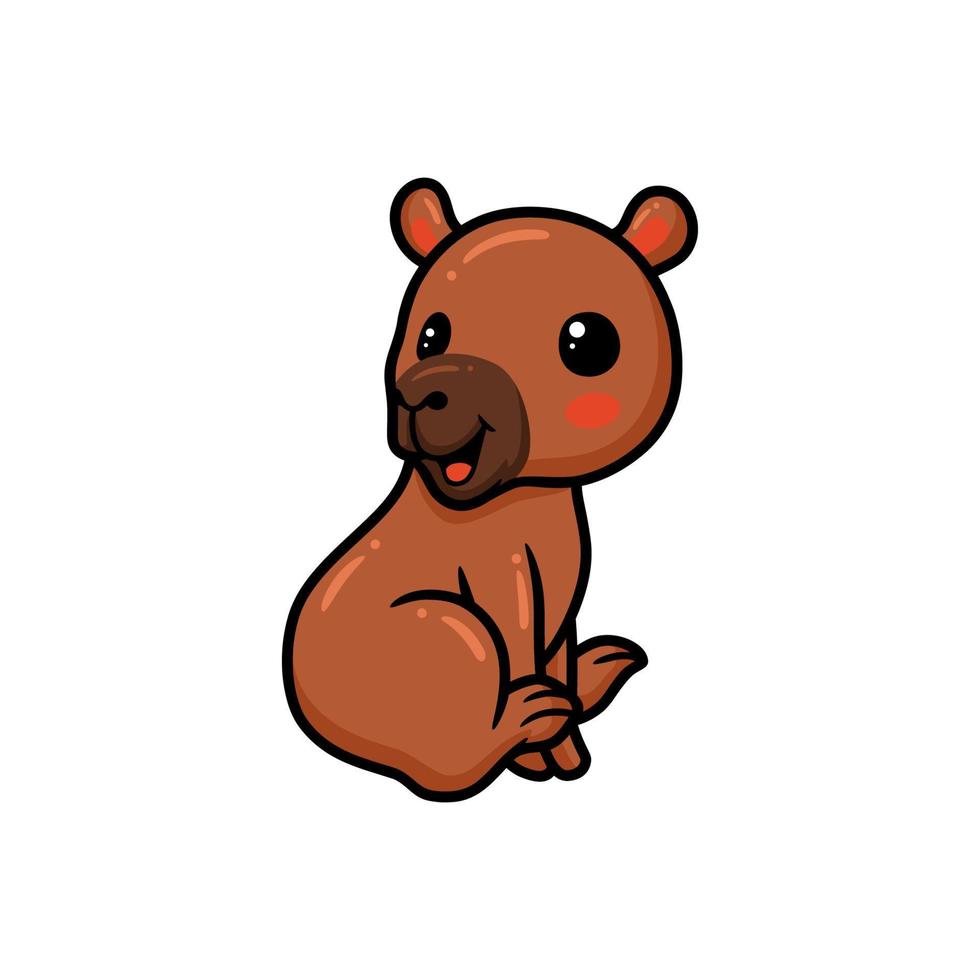 mignon petit dessin animé capybara assis vecteur