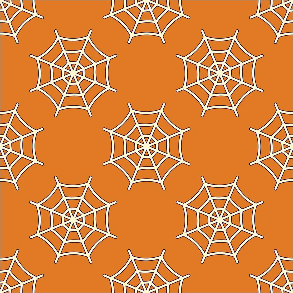 concept de vacances, de fantaisie et de vacances. modèle sans couture de toile d'araignée sur fond orange. parfait pour l'emballage, le tissu, le textile, les papiers peints, les coffrets cadeaux, les cartes postales vecteur