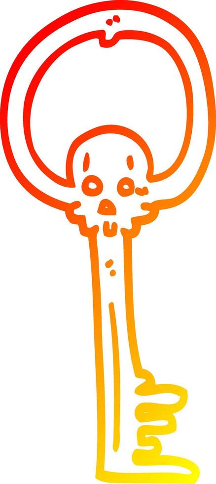 ligne de gradient chaud dessinant une clé de crâne fantasmagorique vecteur