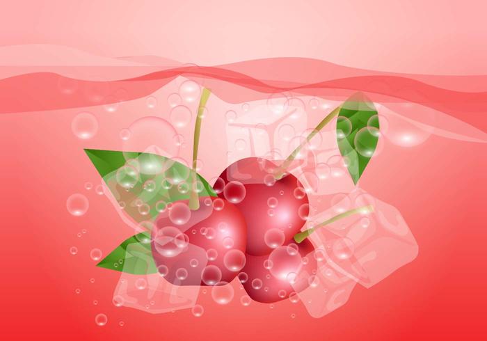 Cerise effervescente dans l'eau vecteur