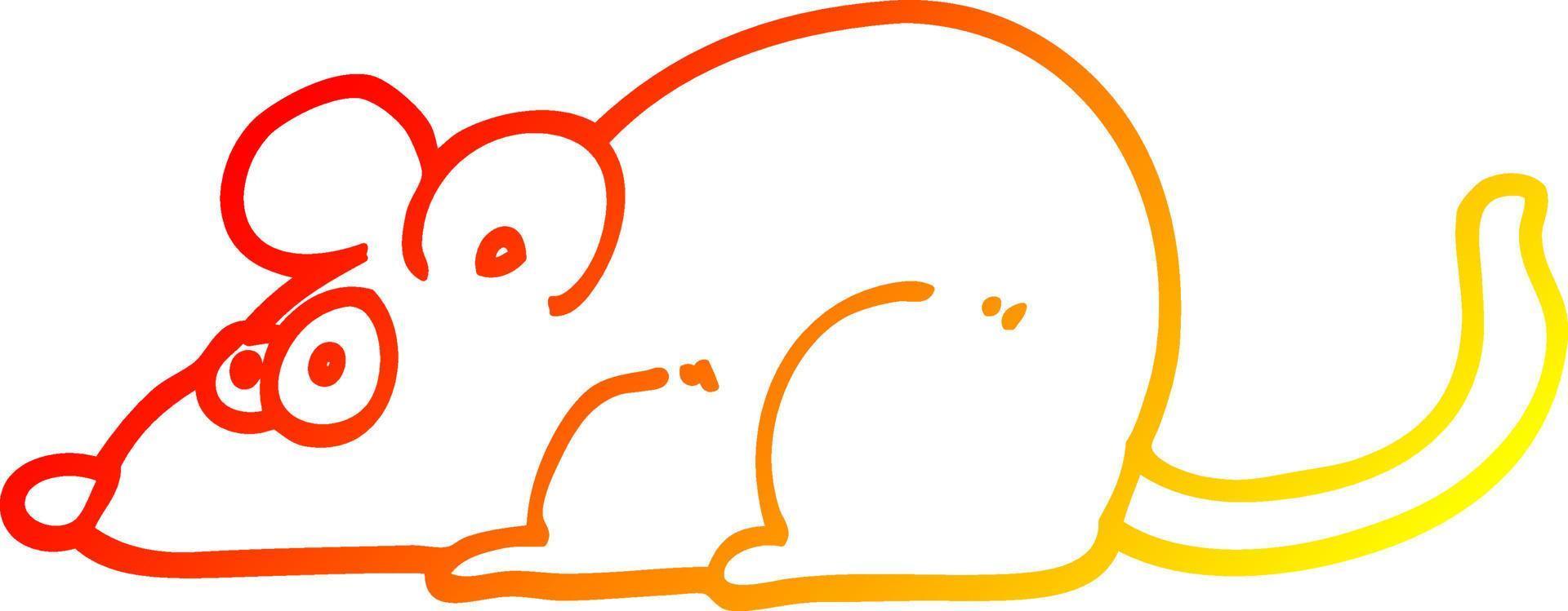 ligne de gradient chaud dessinant un rat de dessin animé vecteur