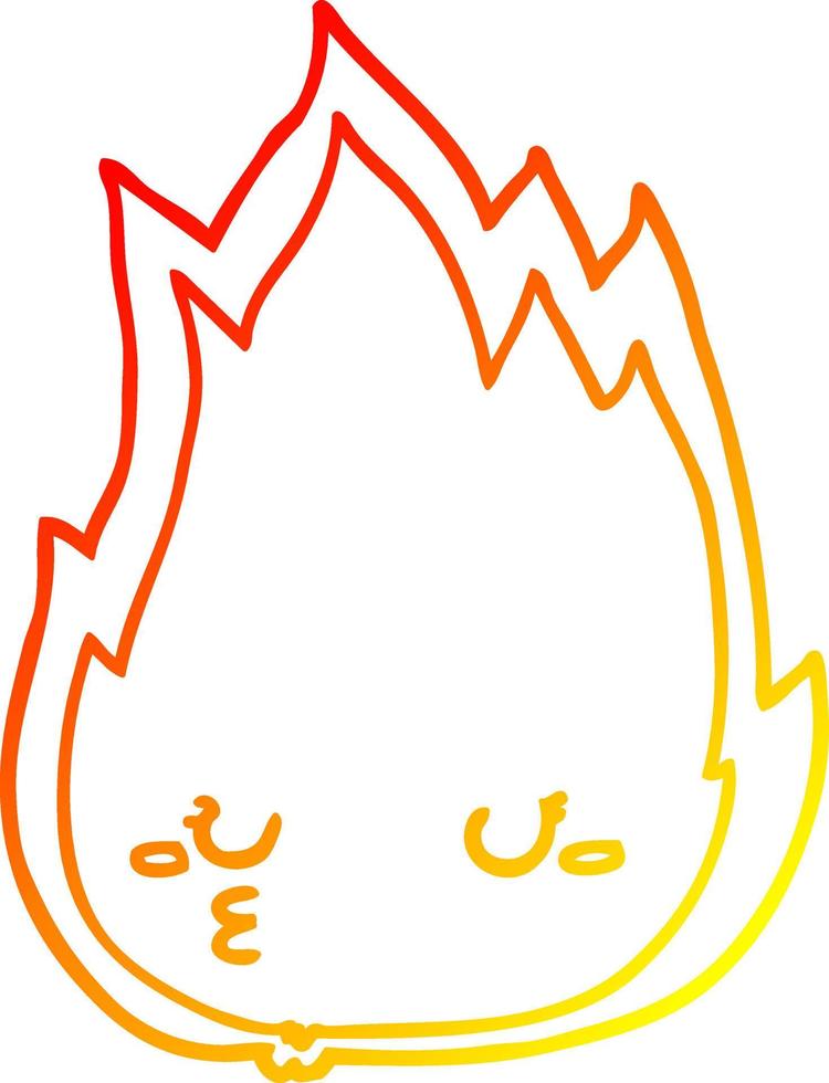 ligne de gradient chaud dessinant un feu de dessin animé mignon vecteur