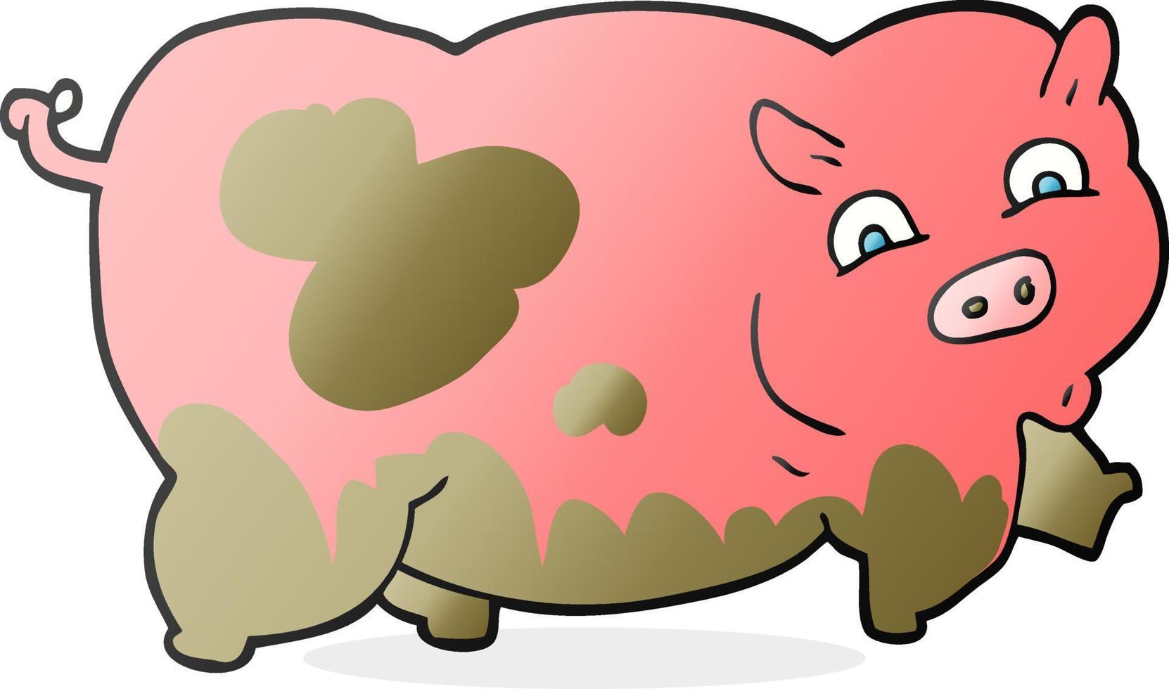cochon cartoon dessiné à main levée vecteur