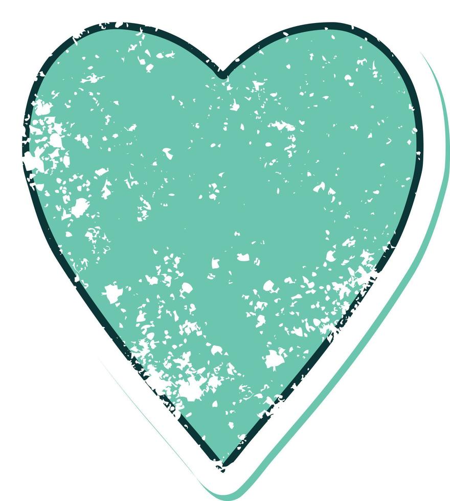 image emblématique de style tatouage d'autocollant en détresse d'un coeur vecteur