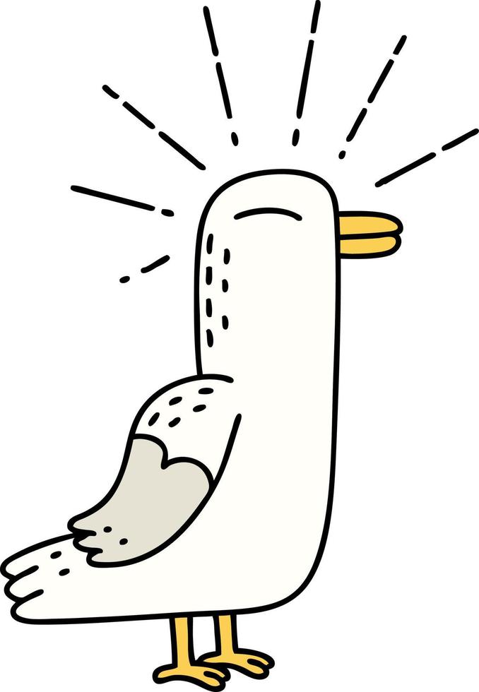 illustration d'un oiseau de mouette de style tatouage traditionnel vecteur