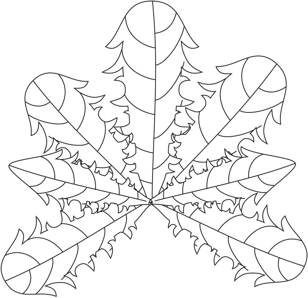 taraxacum officinale icône de vecteur de feuille de pissenlit noir et blanc