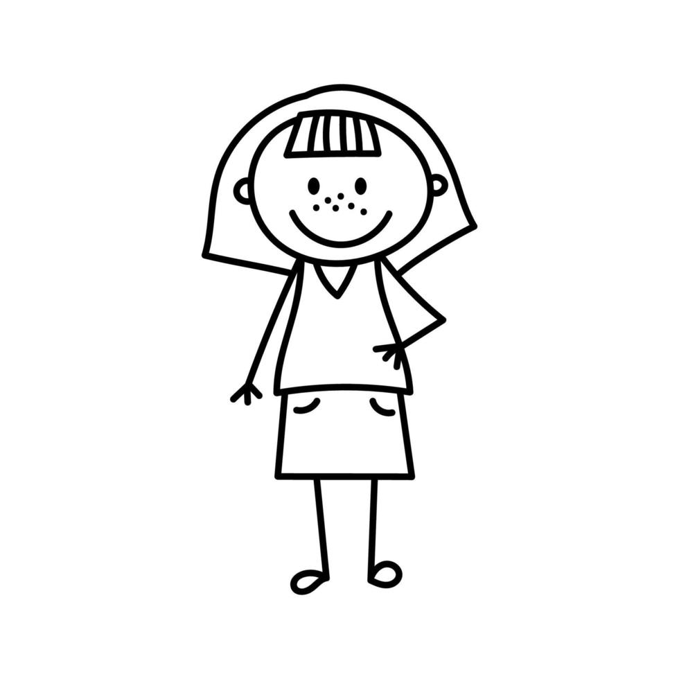 bâton mignon fille souriante. illustration vectorielle dans un style doodle isolé sur blanc vecteur