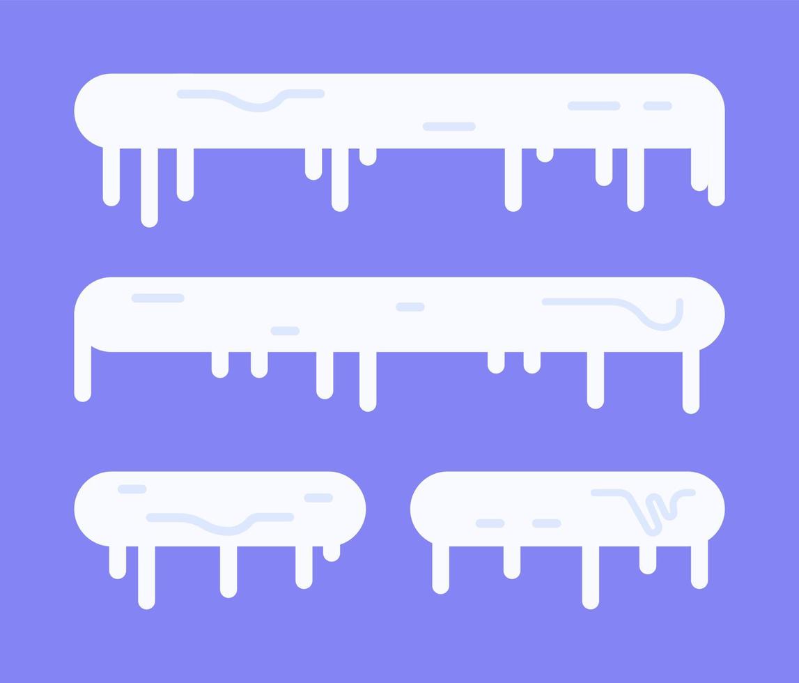 illustration vectorielle de neige et de glaçons. casquettes de neige de dessin animé d'hiver, dérives de neige et glaçons. vecteur