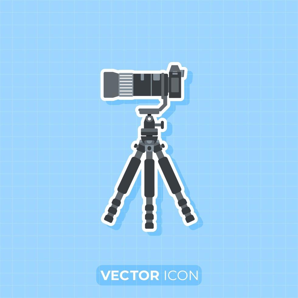 appareil photo sur l'icône du trépied, élément de design plat. vecteur