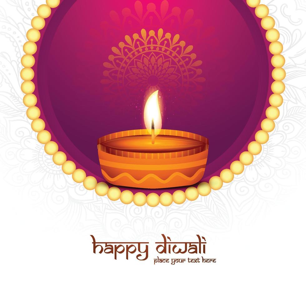 illustration de diya en feu sur fond de carte de vacances de célébration de diwali heureux vecteur