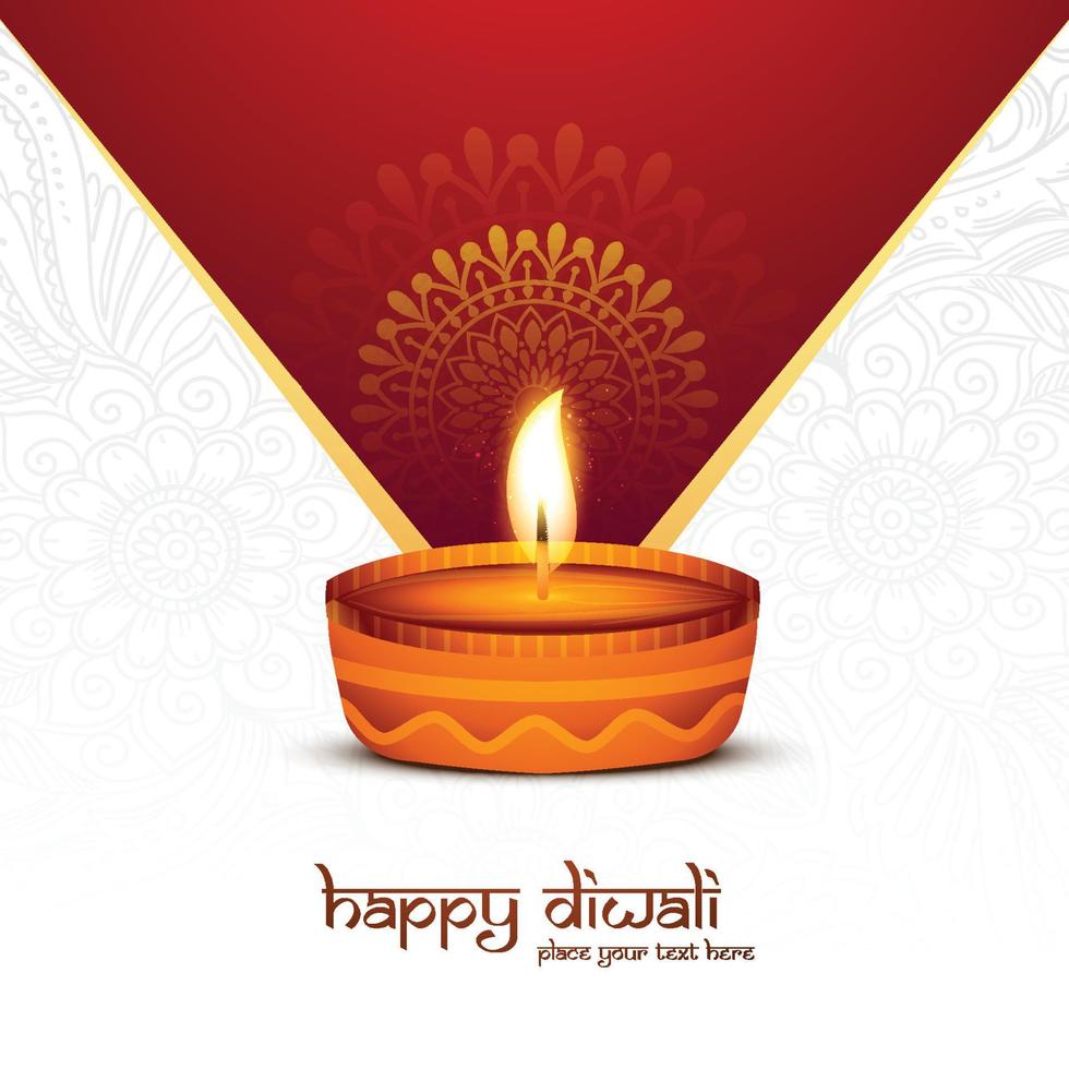 festival indien traditionnel diwali avec fond de carte de lampe vecteur