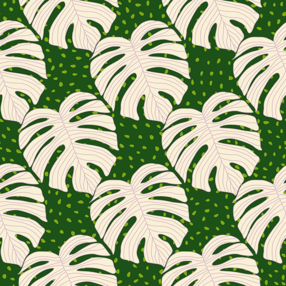 contour profilé des silhouettes de monstera modèle sans couture. feuilles de palmier arrière-plan sans fin. papier peint botanique. vecteur