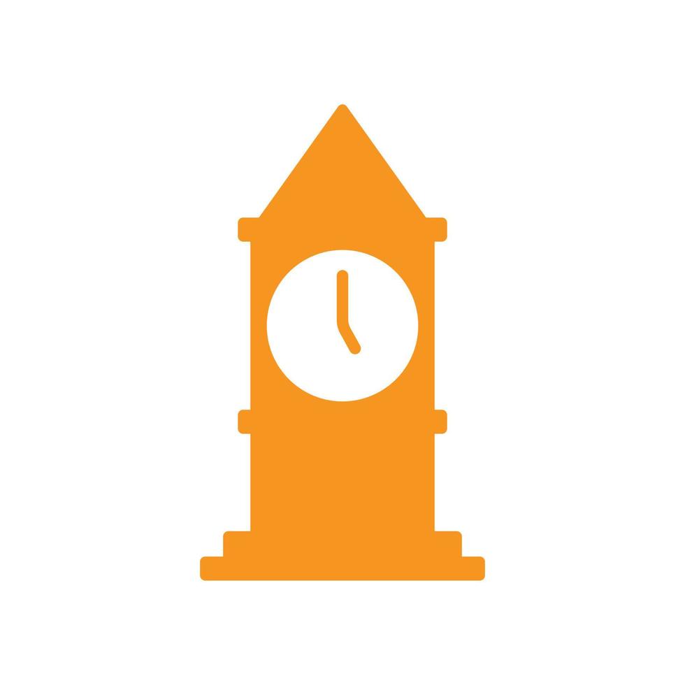 eps10 vecteur orange tour de l'horloge abstrait solide icône isolé sur fond blanc. symbole de la tour big ben dans un style moderne et plat simple pour la conception, le logo et l'application mobile de votre site Web