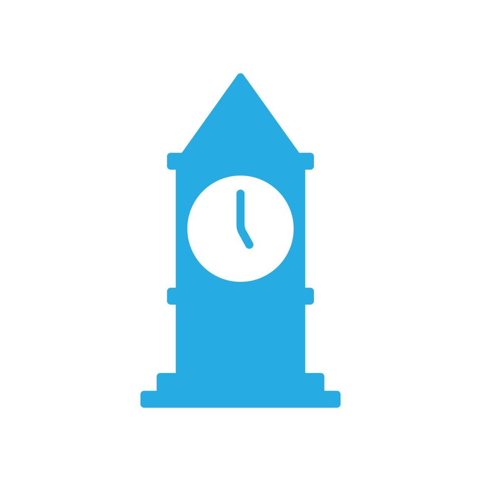 eps10 vecteur bleu tour de l'horloge abstrait solide icône isolé sur fond blanc. symbole de la tour big ben dans un style moderne et plat simple pour la conception, le logo et l'application mobile de votre site Web