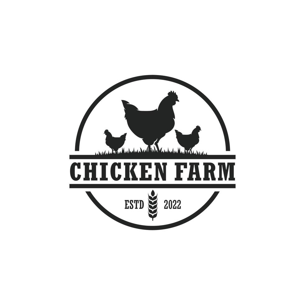 vecteur de logo de ferme de poulet