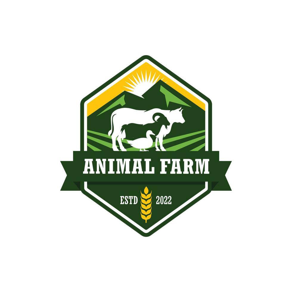 vecteur de conception de logo animal de ferme