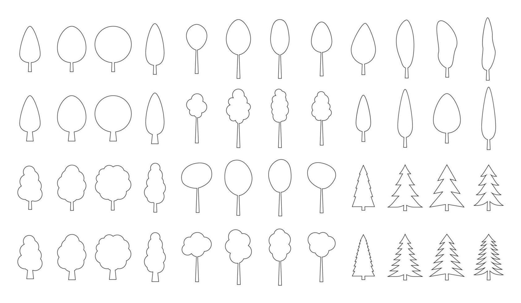 ensemble de modèle d'arbre de contour vecteur