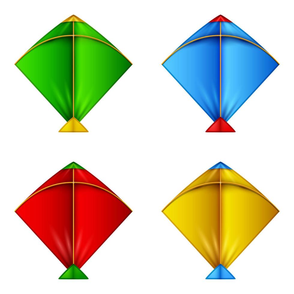 ensemble d'icône de cerfs-volants colorés vecteur