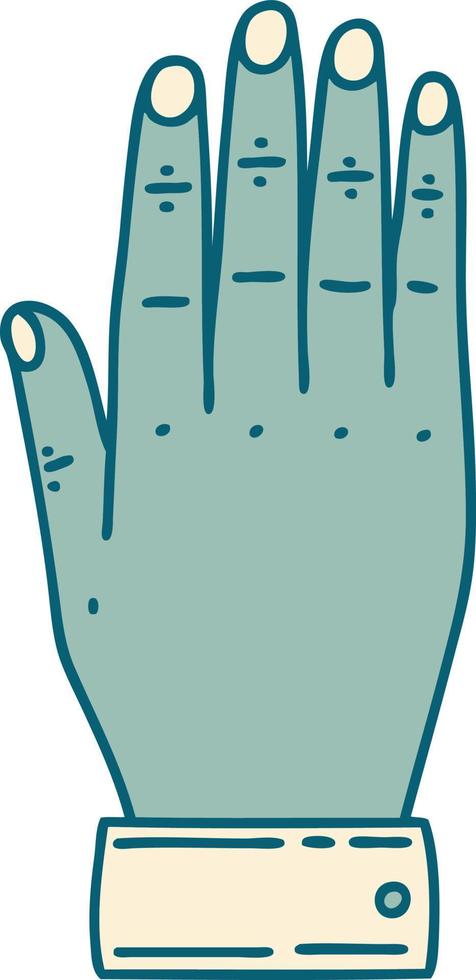 image de style de tatouage emblématique d'une main vecteur