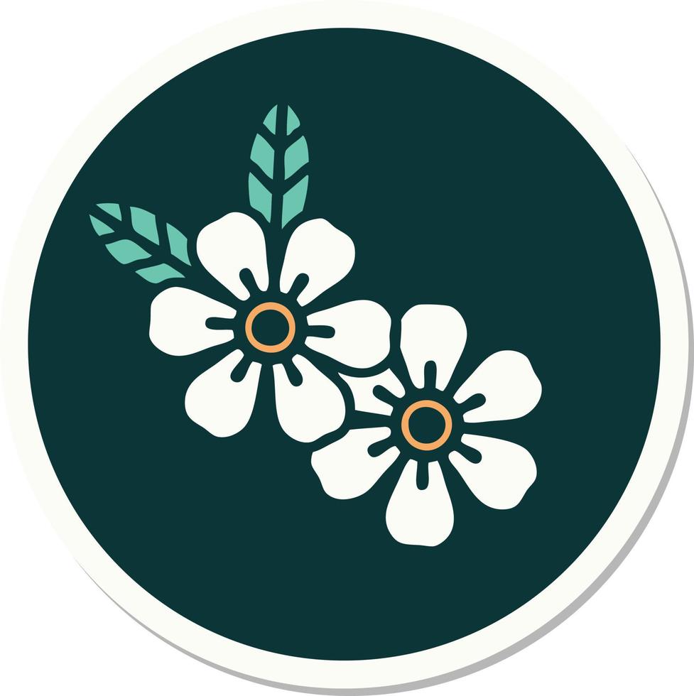 autocollant de tatouage dans le style traditionnel d'une fleur vecteur
