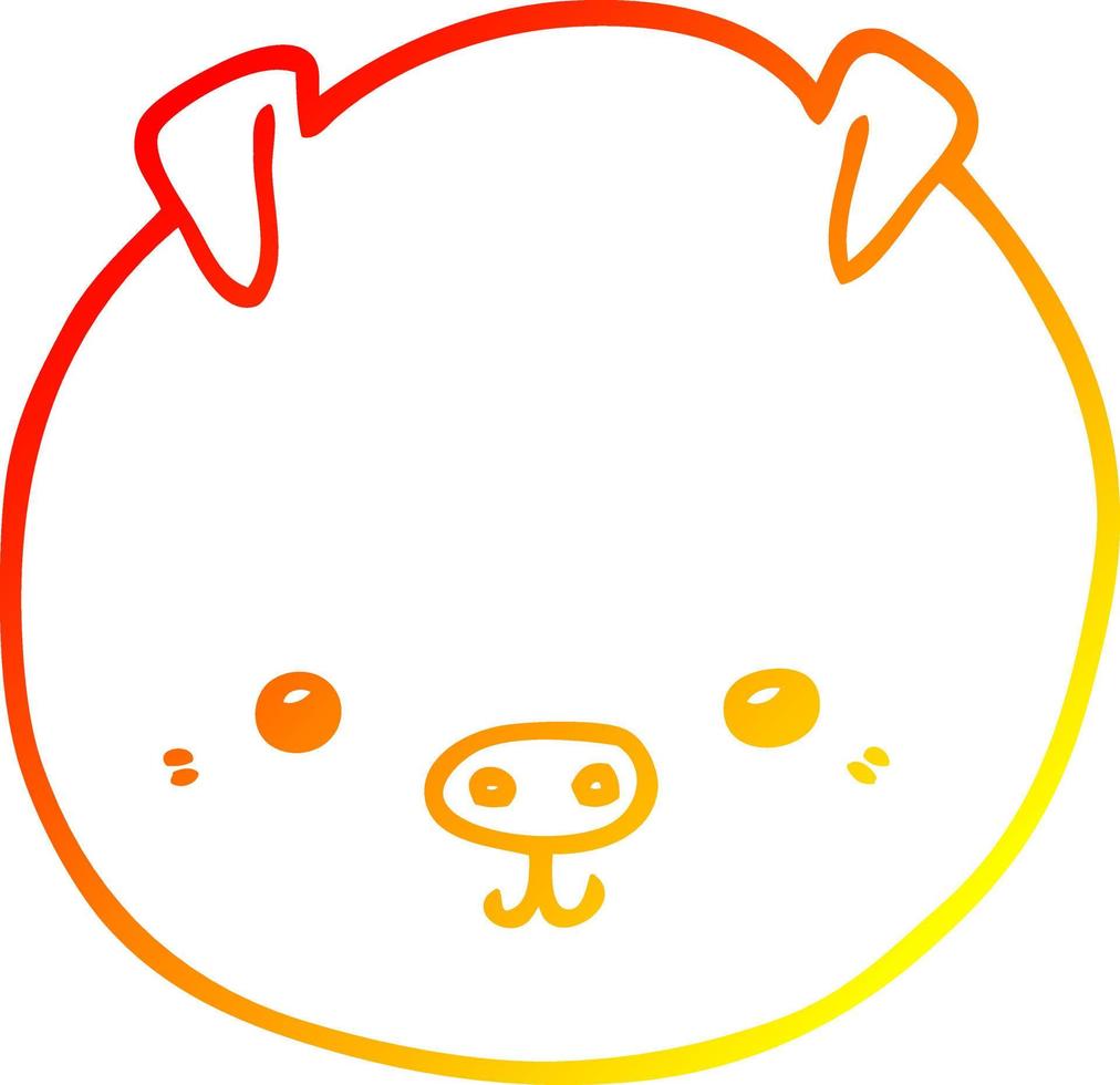 ligne de gradient chaud dessinant un cochon de dessin animé vecteur