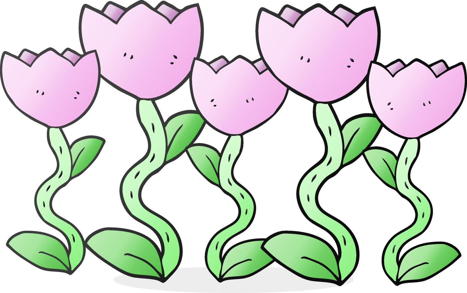 dessin animé à main levée de fleurs vecteur