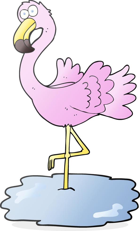 flamant rose cartoon dessiné à main levée vecteur