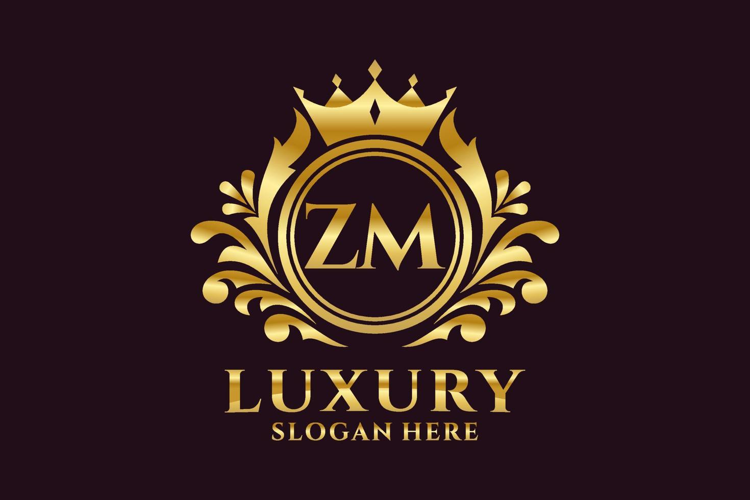 modèle initial de logo de luxe royal de lettre zm dans l'art vectoriel pour des projets de marque luxueux et d'autres illustrations vectorielles.