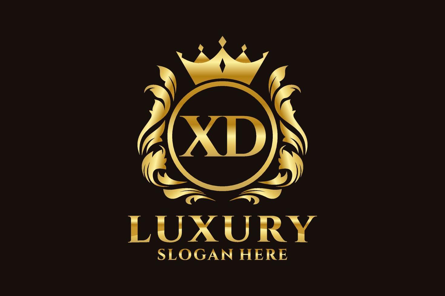 modèle initial de logo de luxe royal lettre xd dans l'art vectoriel pour les projets de marque luxueux et autres illustrations vectorielles.