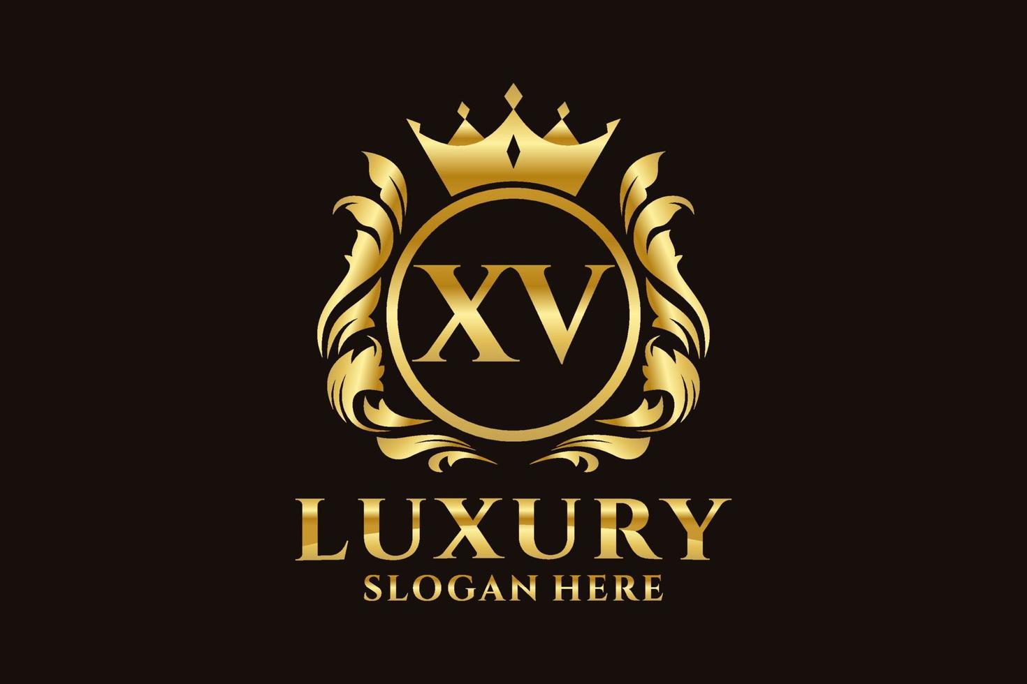 modèle de logo de luxe royal lettre initiale xv dans l'art vectoriel pour les projets de marque de luxe et autres illustrations vectorielles.