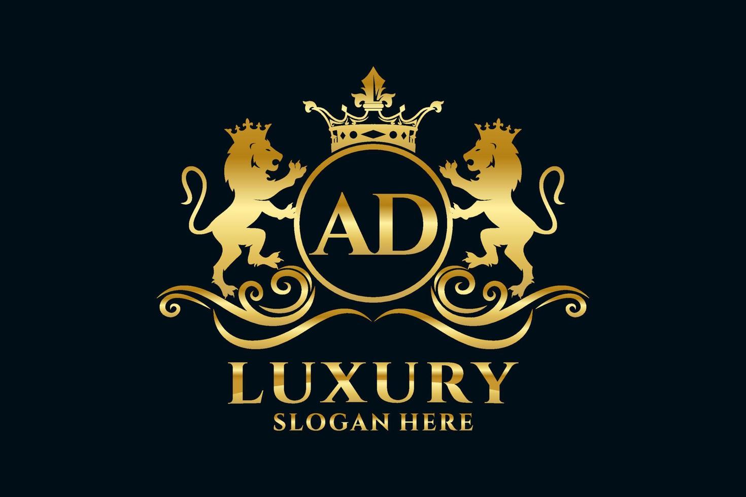modèle de logo de luxe royal de lion de lettre publicitaire initiale dans l'art vectoriel pour des projets de marque luxueux et d'autres illustrations vectorielles.