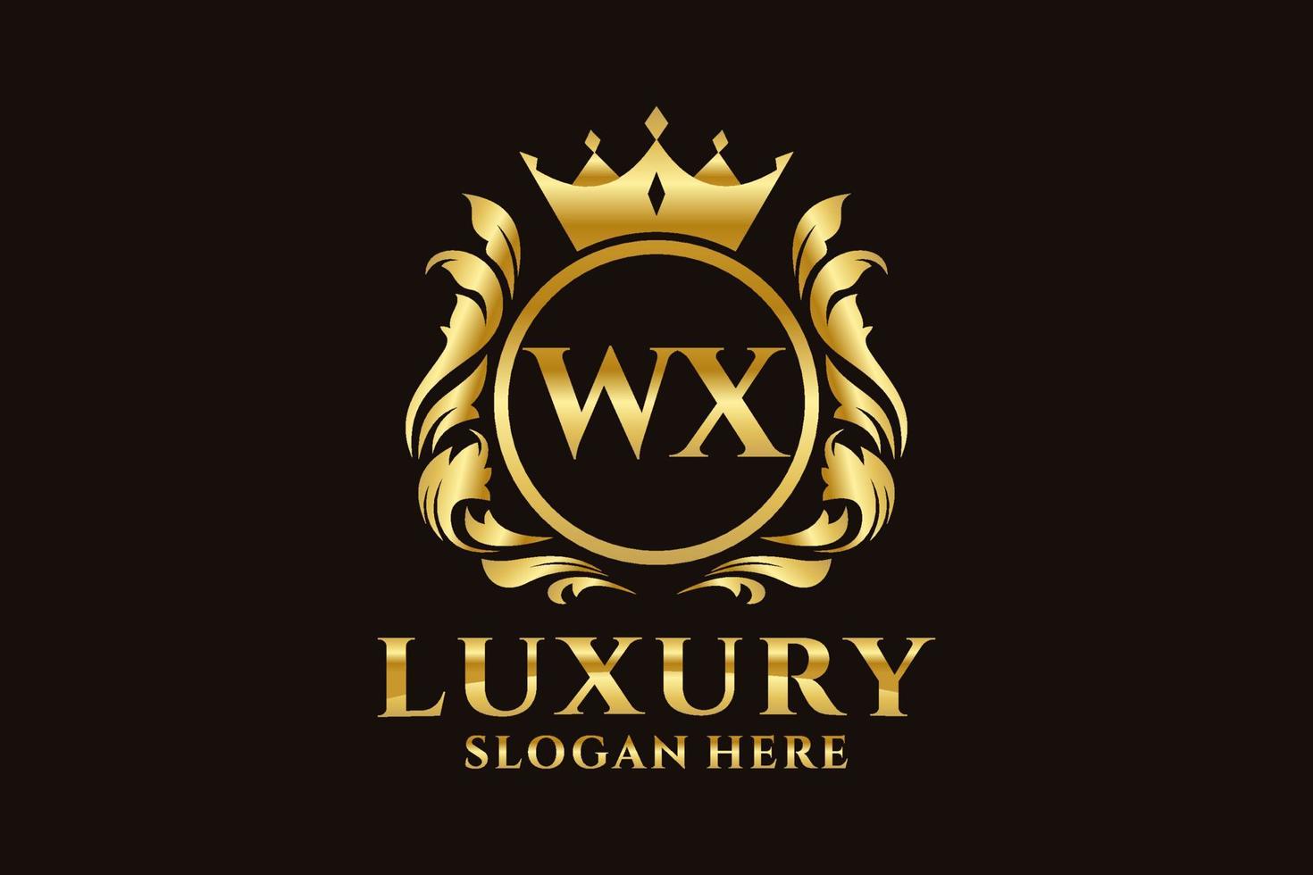modèle de logo de luxe royal lettre initiale wx dans l'art vectoriel pour les projets de marque luxueux et autres illustrations vectorielles.