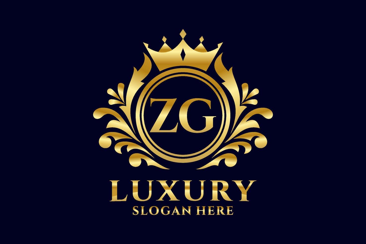 modèle initial de logo de luxe royal de lettre zg dans l'art vectoriel pour des projets de marque luxueux et d'autres illustrations vectorielles.