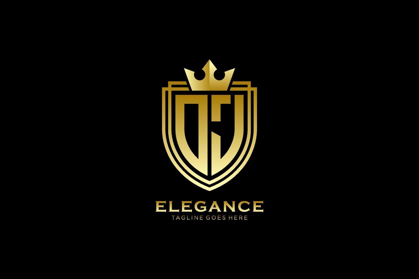 logo monogramme de luxe élégant initial oj ou modèle de badge avec volutes et couronne royale - parfait pour les projets de marque de luxe vecteur