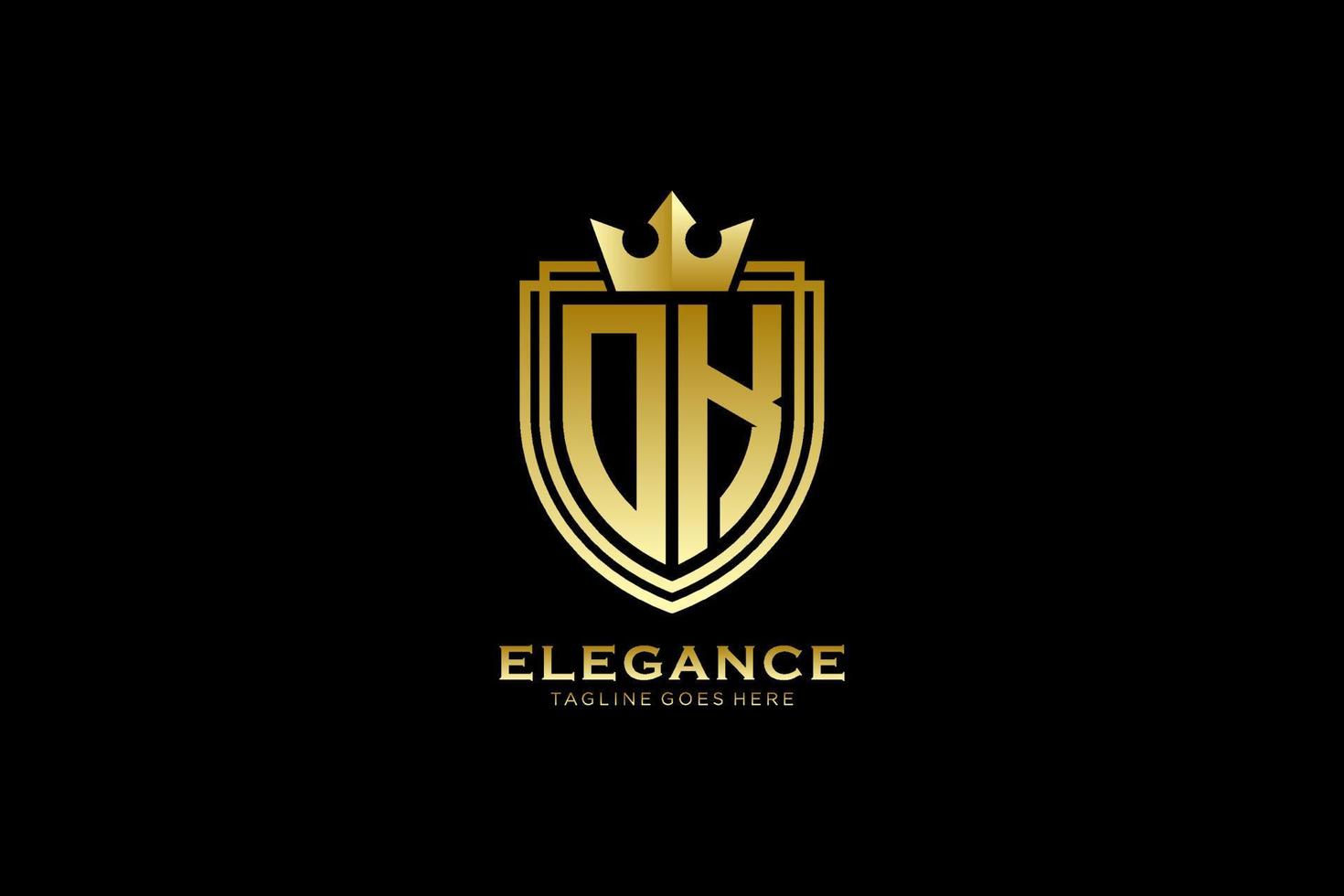 logo monogramme de luxe élégant initial ou modèle de badge avec volutes et couronne royale - parfait pour les projets de marque de luxe vecteur