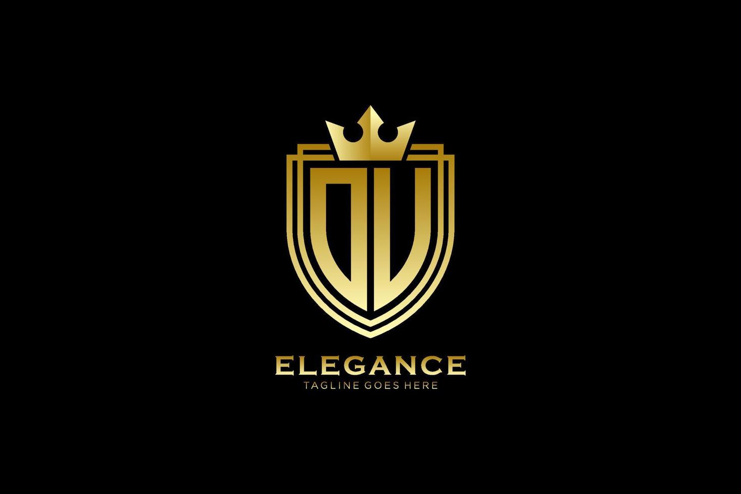 logo monogramme de luxe initial ou élégant ou modèle de badge avec volutes et couronne royale - parfait pour les projets de marque de luxe vecteur