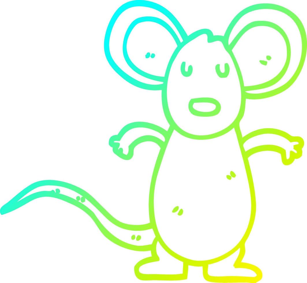 ligne de gradient froid dessinant un rat de souris de dessin animé vecteur