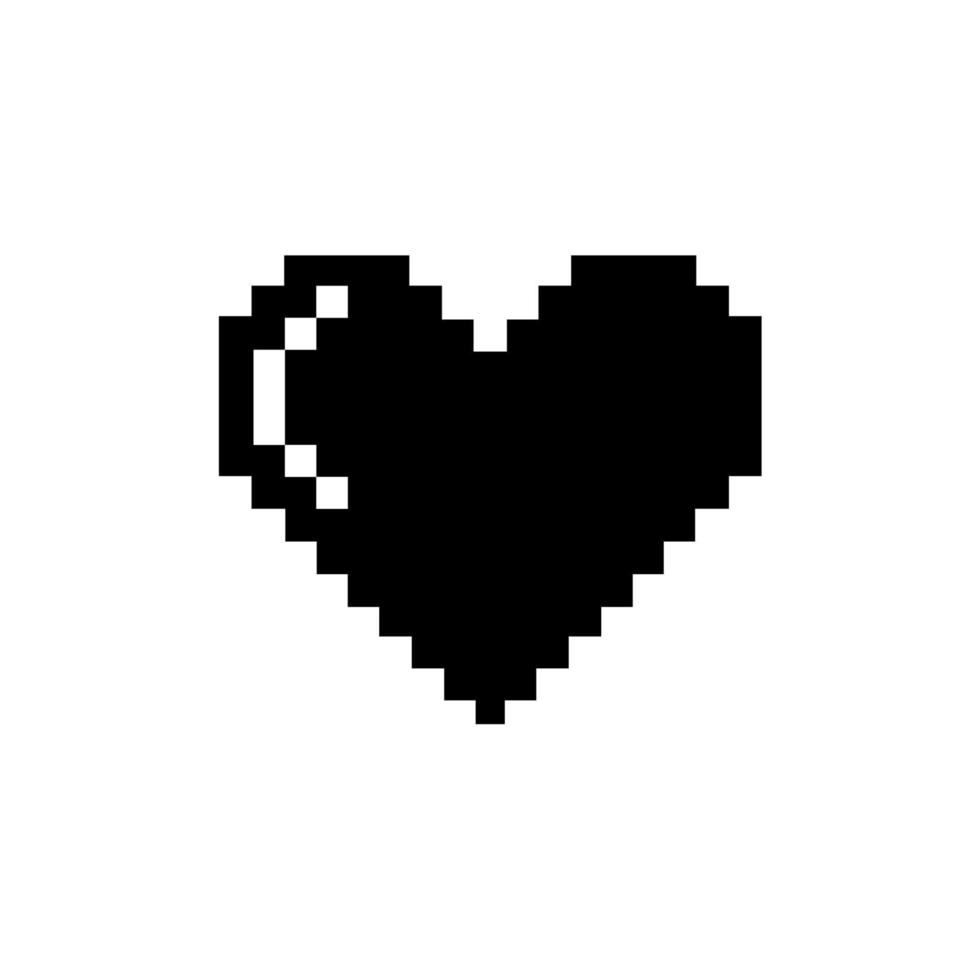 en forme de coeur. symbole d'icône d'amour pour le pictogramme, l'application, le site Web, le logo ou l'élément de conception graphique. illustration de style pixel-art. illustration vectorielle vecteur