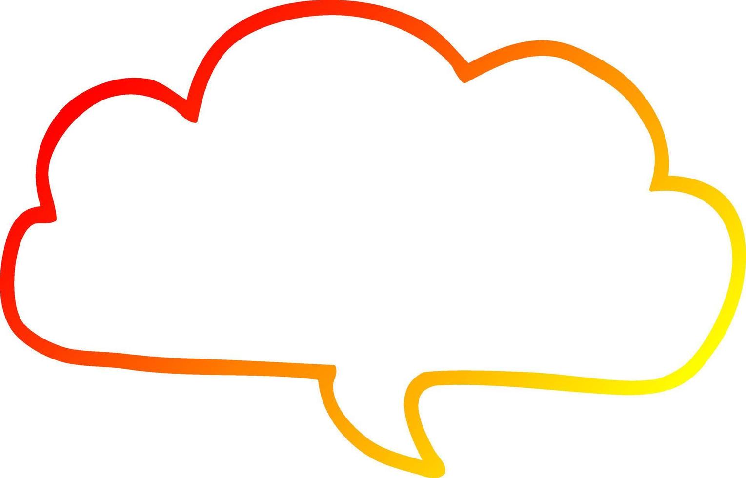 ligne de gradient chaud dessinant une bulle de dialogue de nuage de dessin animé vecteur