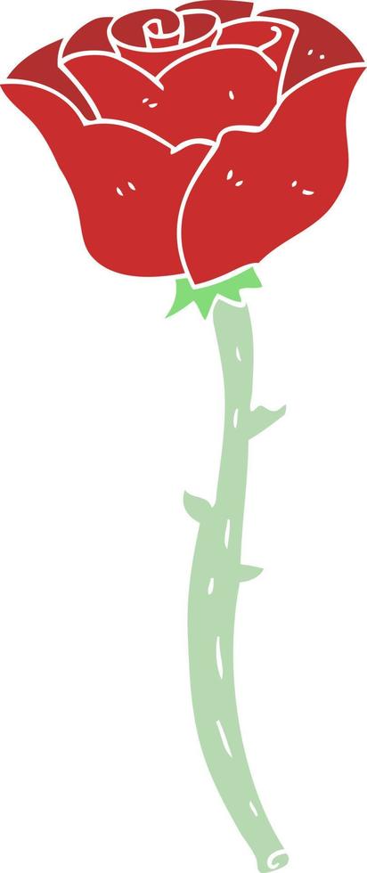 illustration en couleur plate de rose vecteur