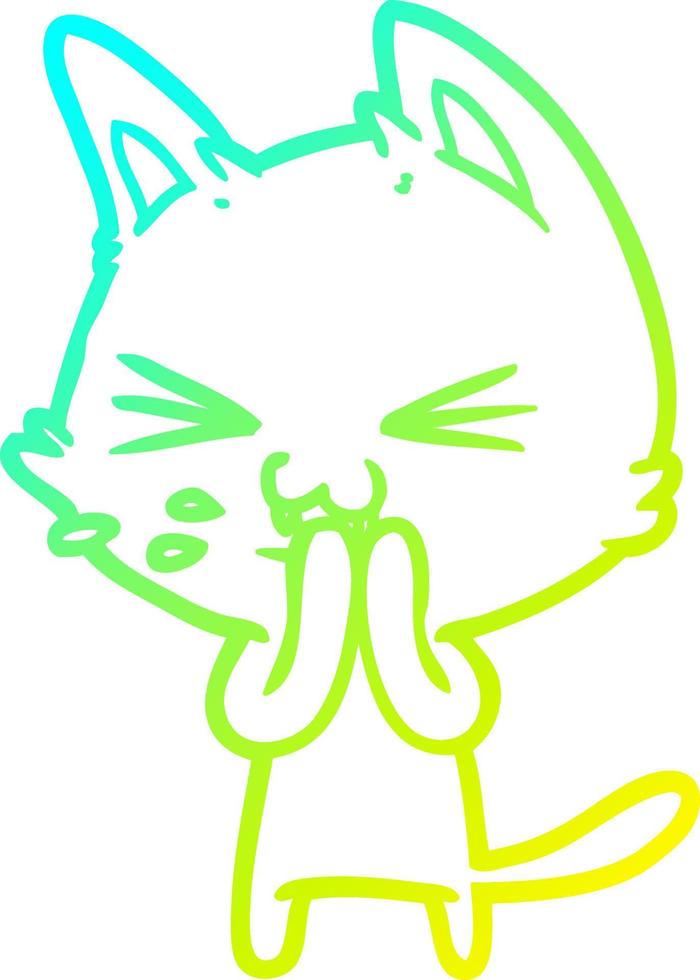 ligne de gradient froid dessin chat de dessin animé sifflement vecteur